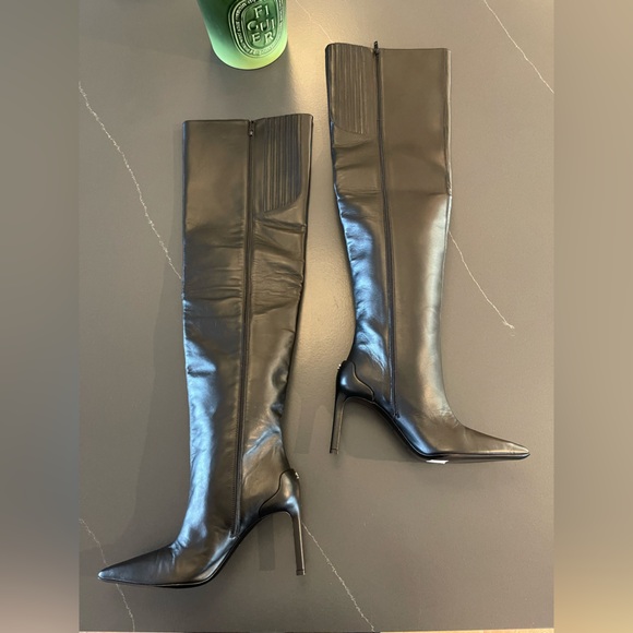 NEW COURREGES Sharp Leather High Boots In Black 38 Womens Over the Knee - Picture 10 of 12